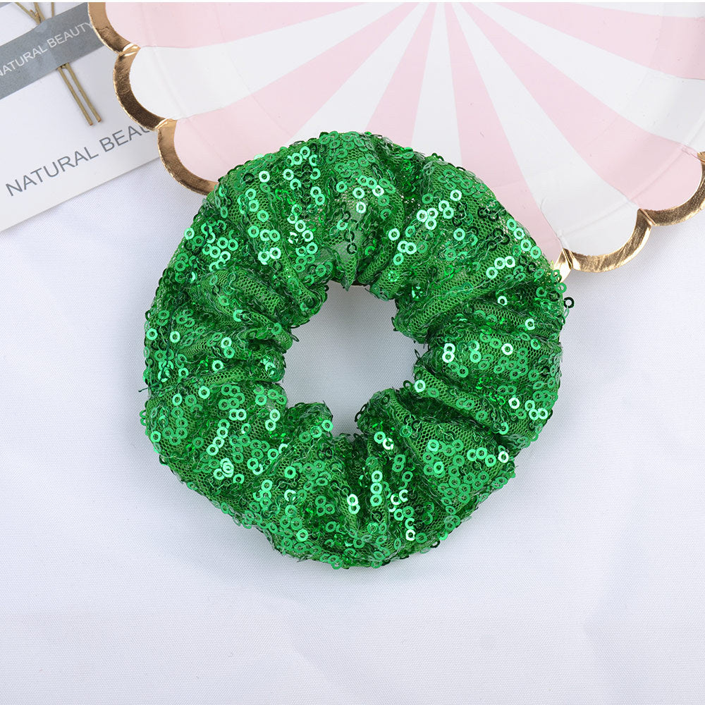 Wholesale 12pcs 20 Colors Fish Scale Sequins Large Intestine Ring Hair Scrunchies ACC-HS-YaLun002