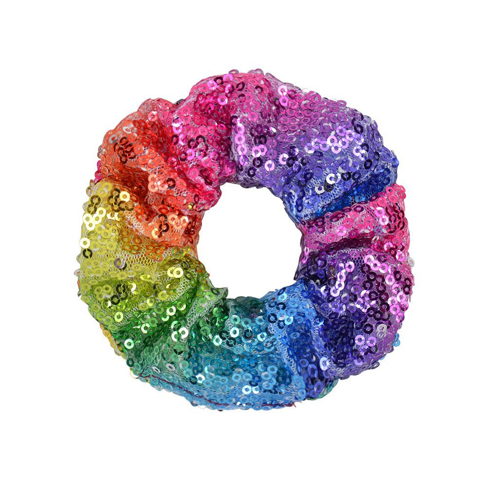 Wholesale 12pcs 20 Colors Fish Scale Sequins Large Intestine Ring Hair Scrunchies ACC-HS-YaLun002