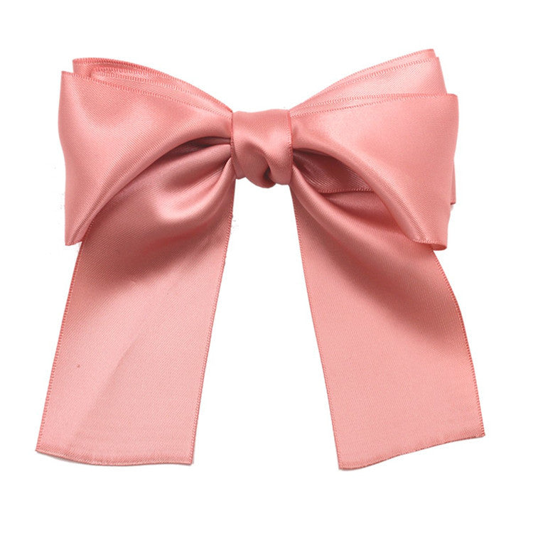 Wholesale Hair Art Satin Bow Ribbon Hairpin Spring Clip Hair Scrunchies ACC-HS-SanTai001