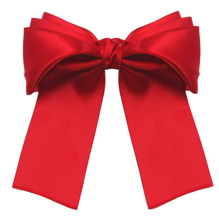 Wholesale Hair Art Satin Bow Ribbon Hairpin Spring Clip Hair Scrunchies ACC-HS-SanTai001