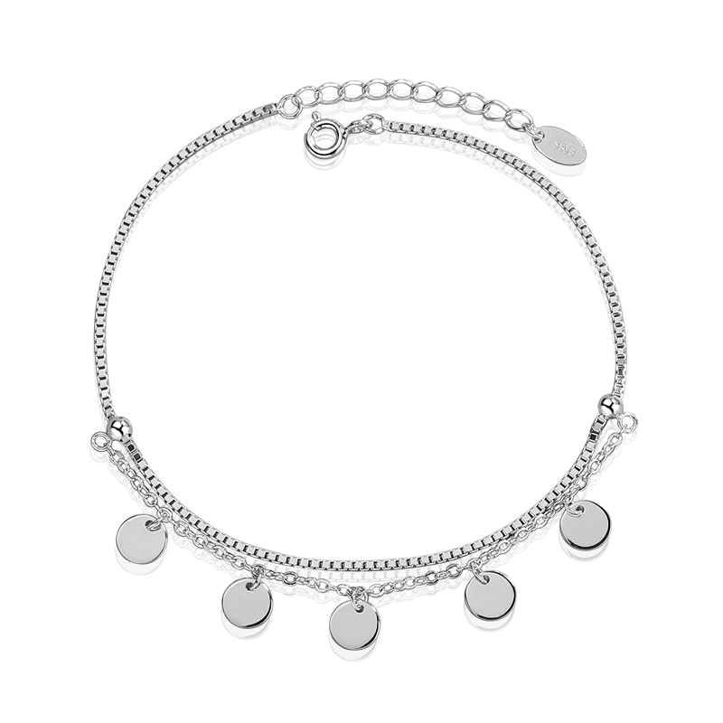 Wholesale  S925 Sterling Silver Anklet  Creative Distinctive Foot Decoration Tassel Double-Layer Anklet