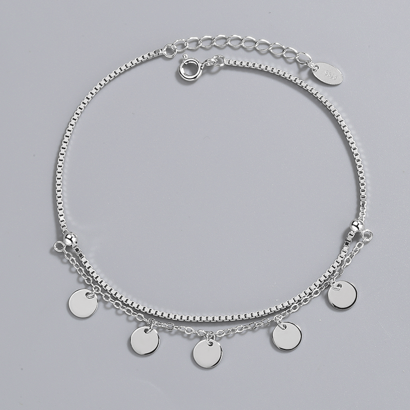 Wholesale  S925 Sterling Silver Anklet  Creative Distinctive Foot Decoration Tassel Double-Layer Anklet