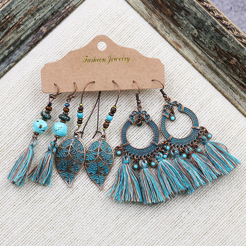 Wholesale Ethnic Bohemian Tassel Earrings Set ACC-ES-HanH016