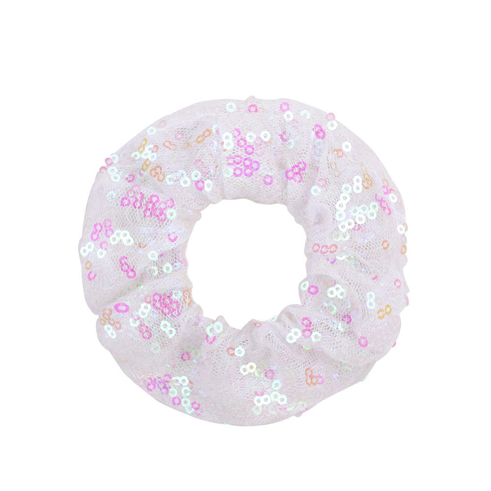 Wholesale 12pcs 20 Colors Fish Scale Sequins Large Intestine Ring Hair Scrunchies ACC-HS-YaLun002