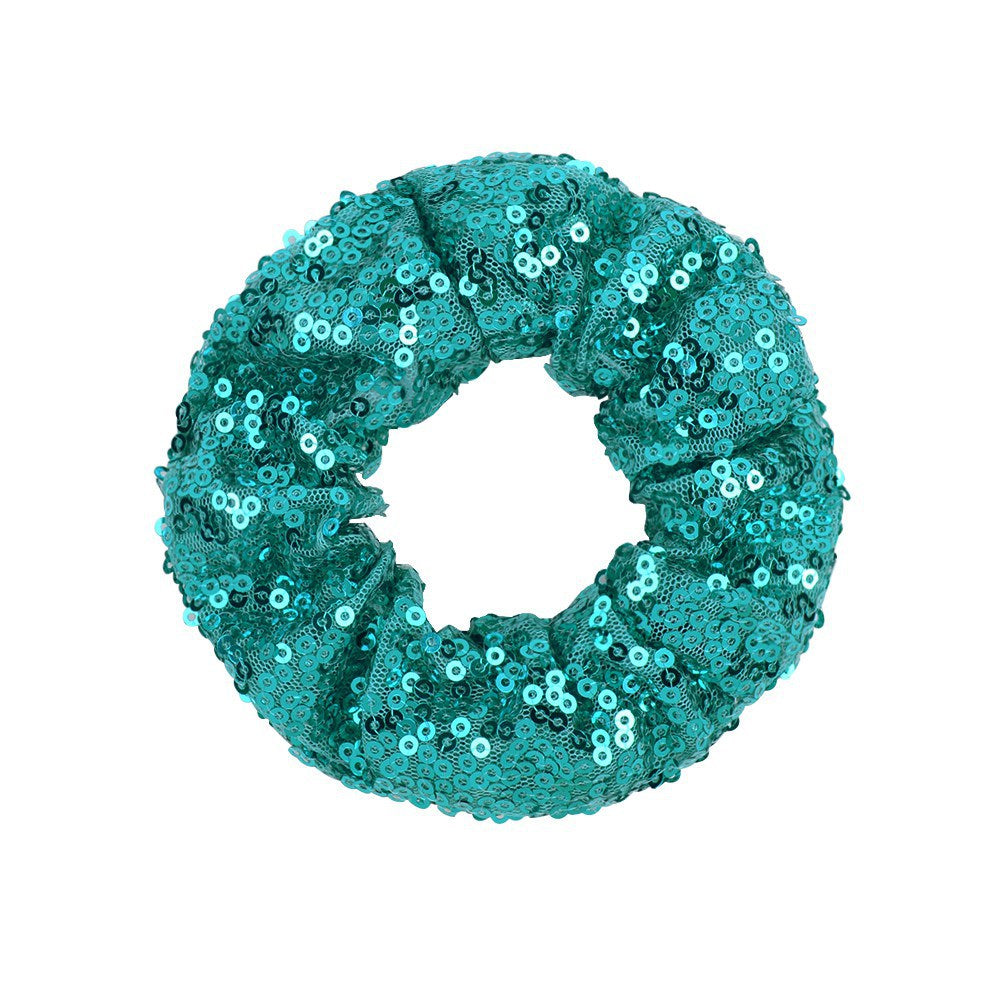 Wholesale 12pcs 20 Colors Fish Scale Sequins Large Intestine Ring Hair Scrunchies ACC-HS-YaLun002
