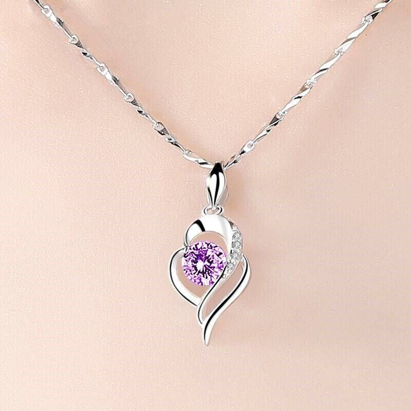 Wholesale S925 Silver Peach heart-shaped necklace