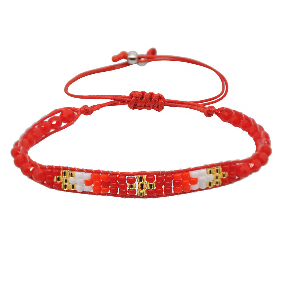 Wholesale Chic Rainbow Crystal Beaded Stretch Bracelet,  Handmade Ethnic Style Friendship Jewelry Accessory for Women,  DIY Gift
