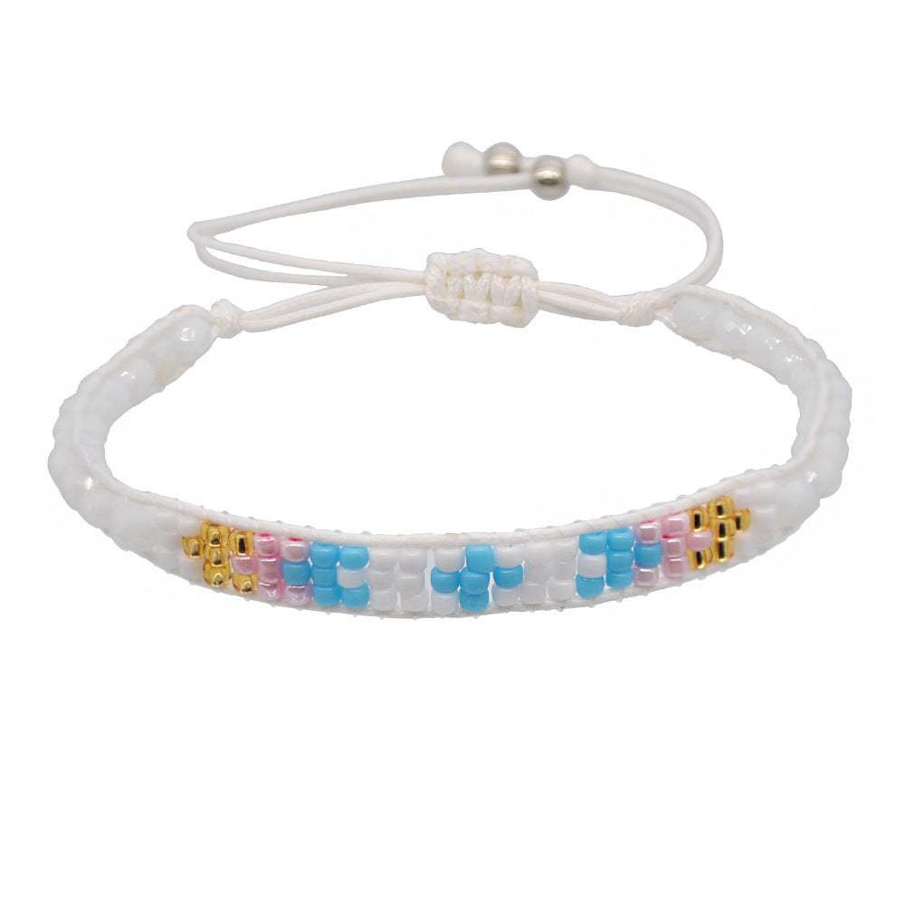 Wholesale Chic Rainbow Crystal Beaded Stretch Bracelet,  Handmade Ethnic Style Friendship Jewelry Accessory for Women,  DIY Gift