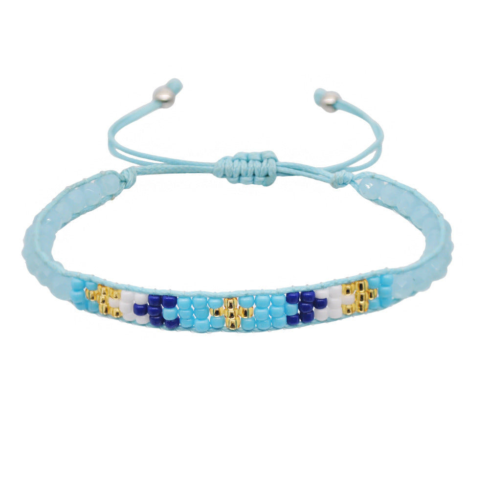 Wholesale Chic Rainbow Crystal Beaded Stretch Bracelet,  Handmade Ethnic Style Friendship Jewelry Accessory for Women,  DIY Gift