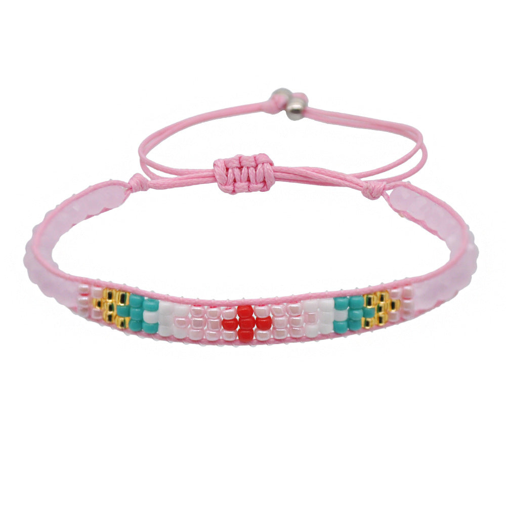 Wholesale Chic Rainbow Crystal Beaded Stretch Bracelet,  Handmade Ethnic Style Friendship Jewelry Accessory for Women,  DIY Gift