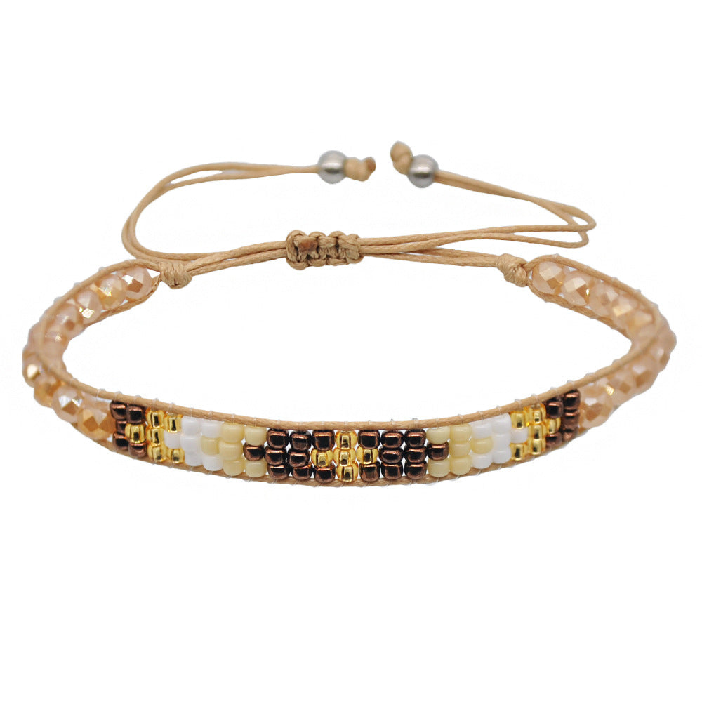 Wholesale Chic Rainbow Crystal Beaded Stretch Bracelet,  Handmade Ethnic Style Friendship Jewelry Accessory for Women,  DIY Gift