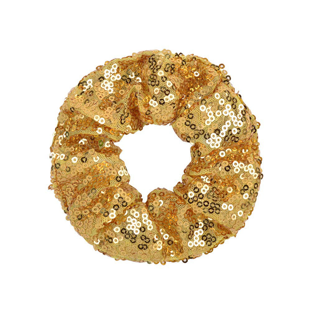 Wholesale 12pcs 20 Colors Fish Scale Sequins Large Intestine Ring Hair Scrunchies ACC-HS-YaLun002