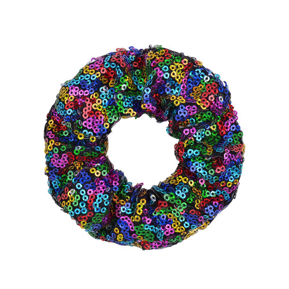 Wholesale 12pcs 20 Colors Fish Scale Sequins Large Intestine Ring Hair Scrunchies ACC-HS-YaLun002