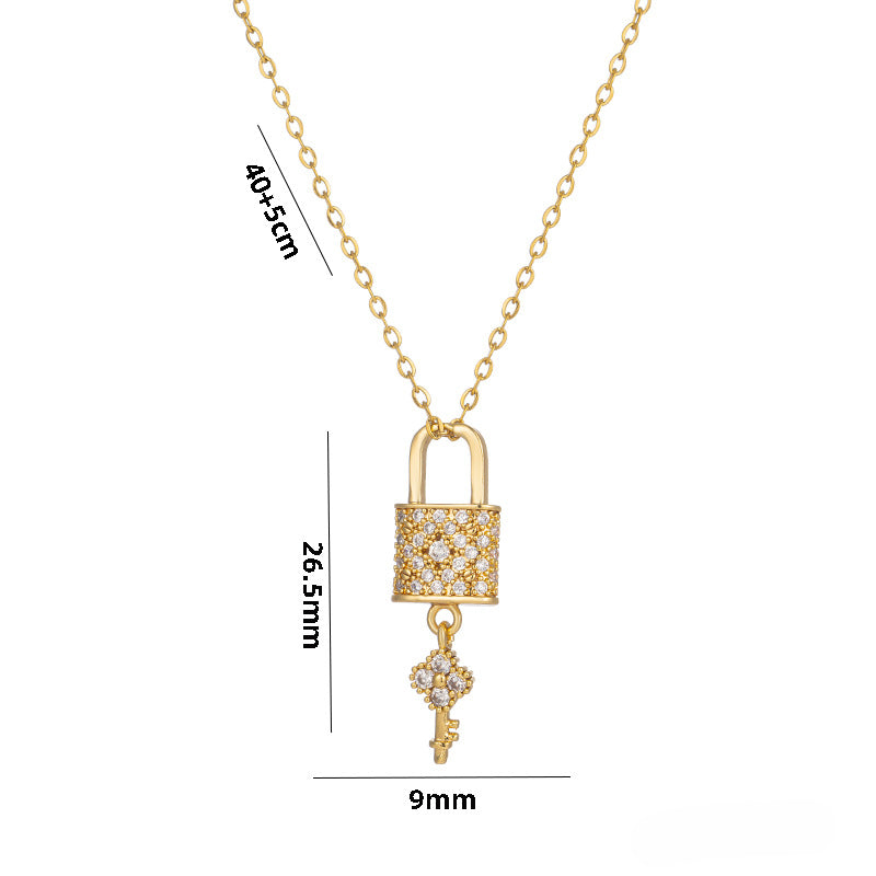 Wholesale Tassel Micro-diamond Longevity Lock Titanium Steel Necklace ACC-NE-Kouz005