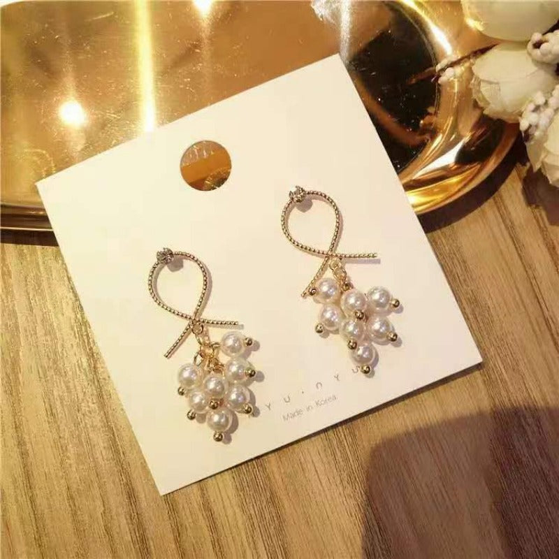 Wholesale Temperament Pearl Alternating Tassel Earrings ACC-ES-JiuW001