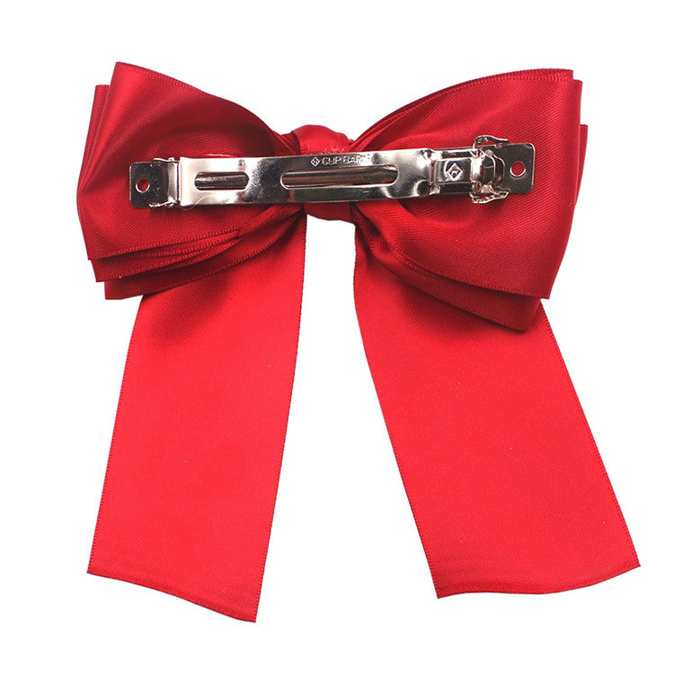 Wholesale Hair Art Satin Bow Ribbon Hairpin Spring Clip Hair Scrunchies ACC-HS-SanTai001