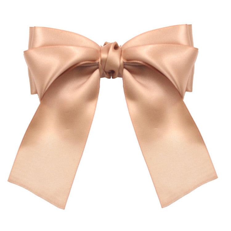 Wholesale Hair Art Satin Bow Ribbon Hairpin Spring Clip Hair Scrunchies ACC-HS-SanTai001