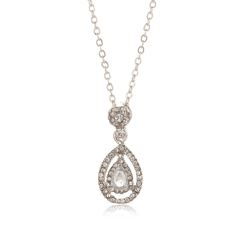 Wholesale diamond crystal water drop necklace
