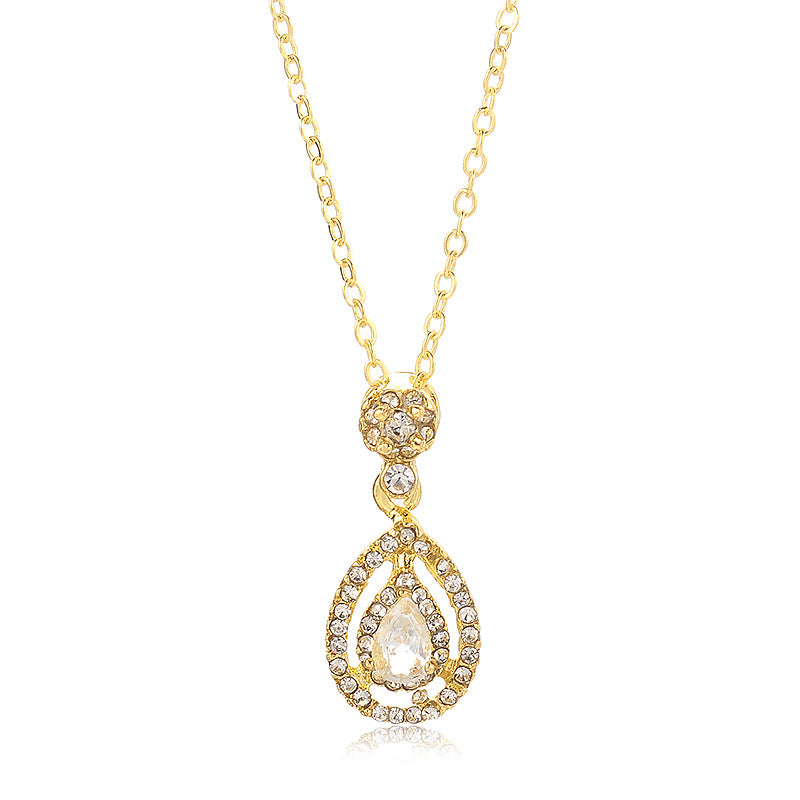 Wholesale diamond crystal water drop necklace