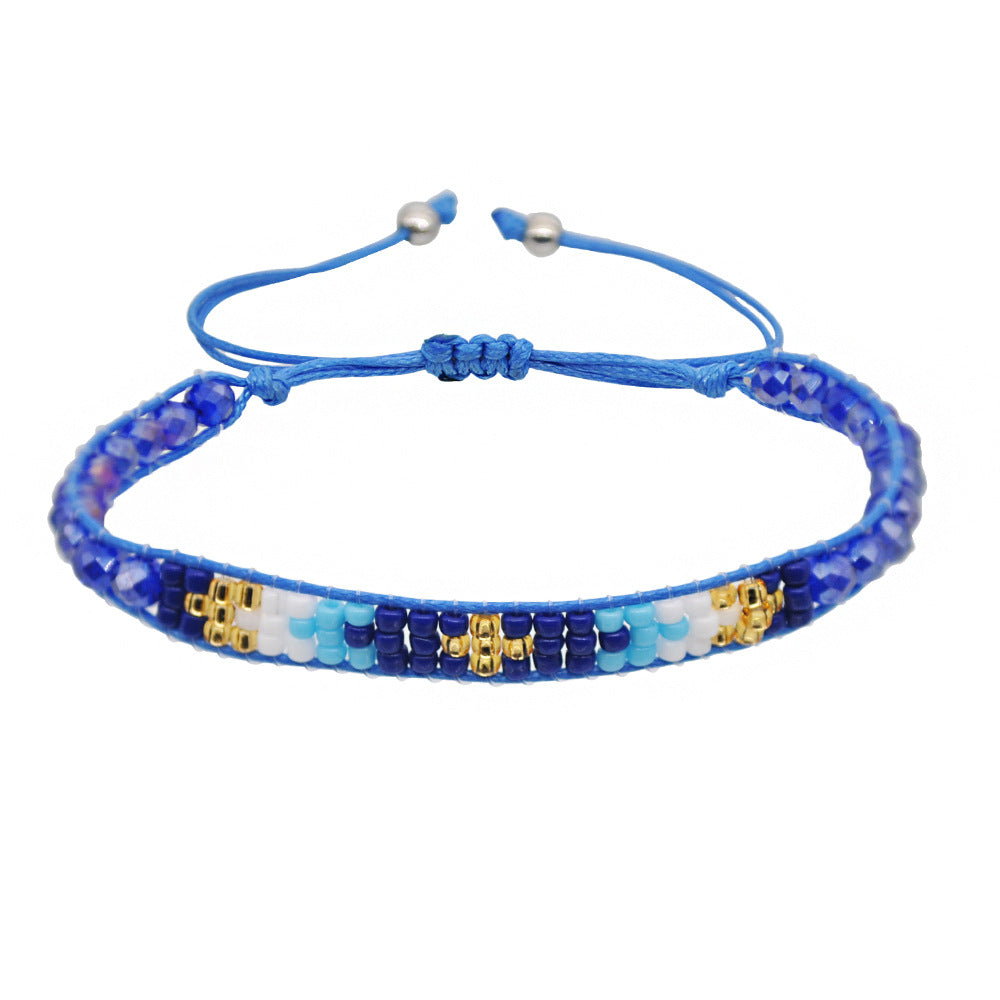 Wholesale Chic Rainbow Crystal Beaded Stretch Bracelet,  Handmade Ethnic Style Friendship Jewelry Accessory for Women,  DIY Gift