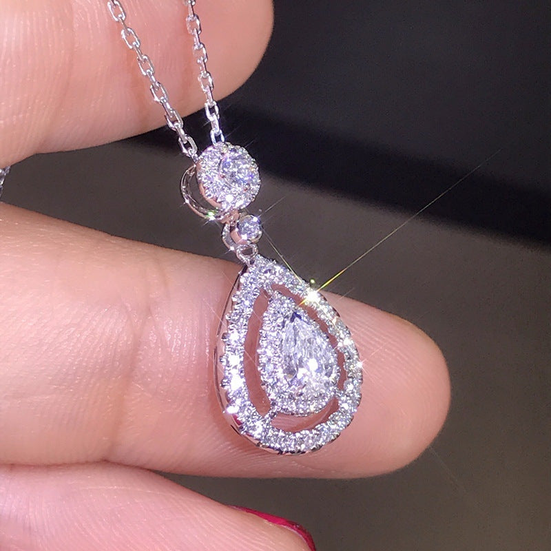 Wholesale diamond crystal water drop necklace