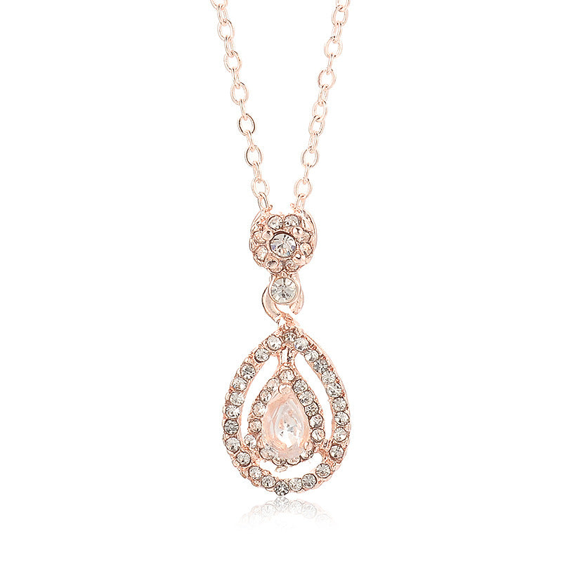 Wholesale diamond crystal water drop necklace