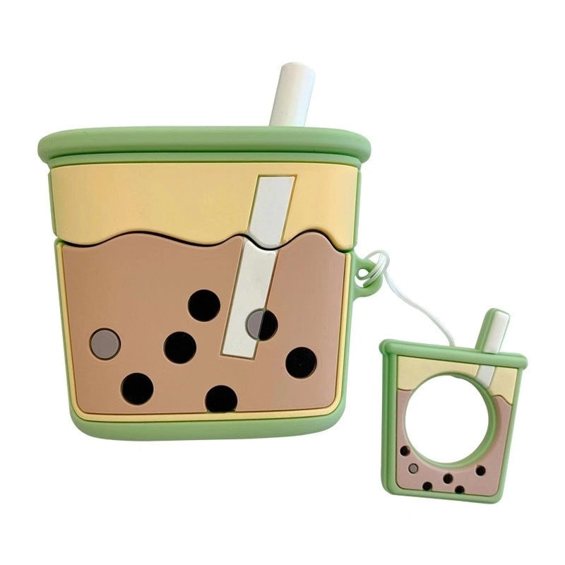 Wholesale 3D Pearl Milk Tea Cup Soft Silicone Wireless Bluetooth Headphone Cover Earphone Case ACC-EPC-CXM001