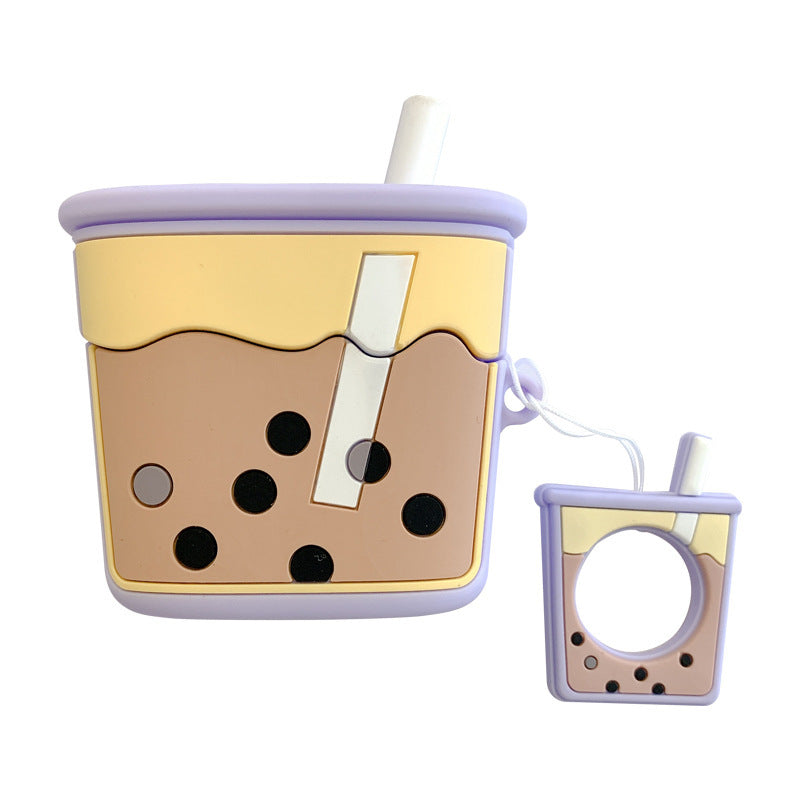 Wholesale 3D Pearl Milk Tea Cup Soft Silicone Wireless Bluetooth Headphone Cover Earphone Case ACC-EPC-CXM001