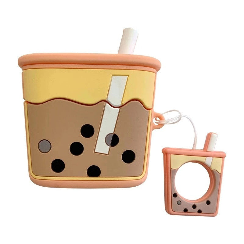 Wholesale 3D Pearl Milk Tea Cup Soft Silicone Wireless Bluetooth Headphone Cover Earphone Case ACC-EPC-CXM001