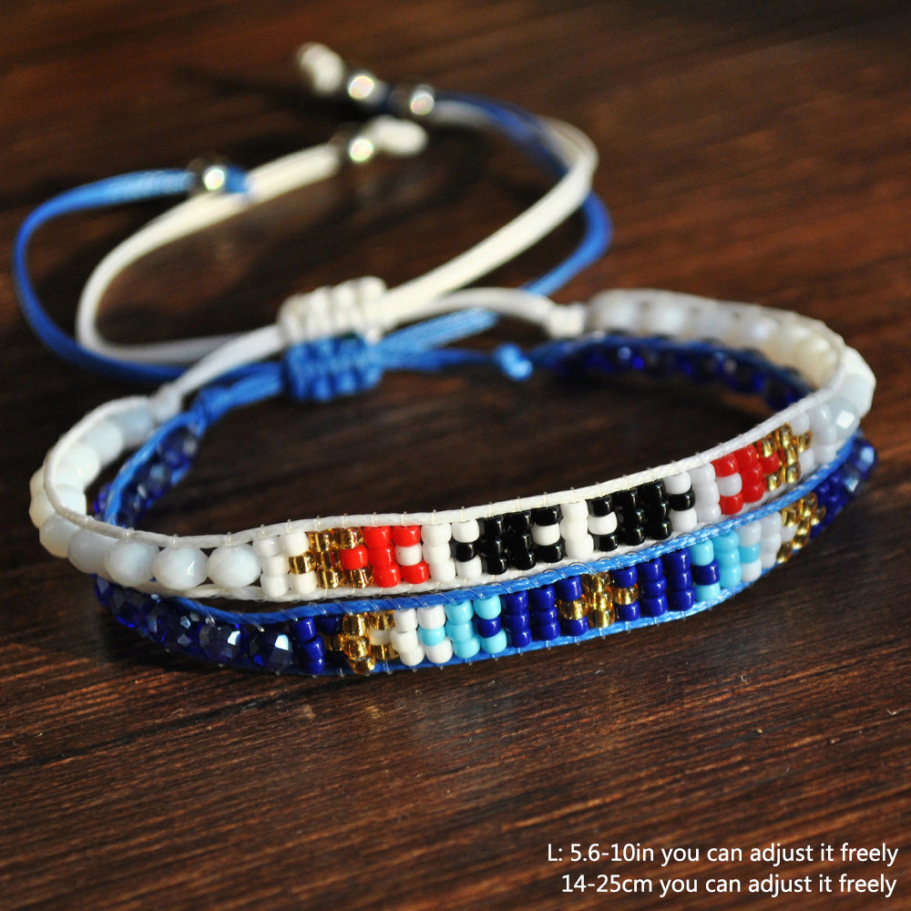 Wholesale Chic Rainbow Crystal Beaded Stretch Bracelet,  Handmade Ethnic Style Friendship Jewelry Accessory for Women,  DIY Gift