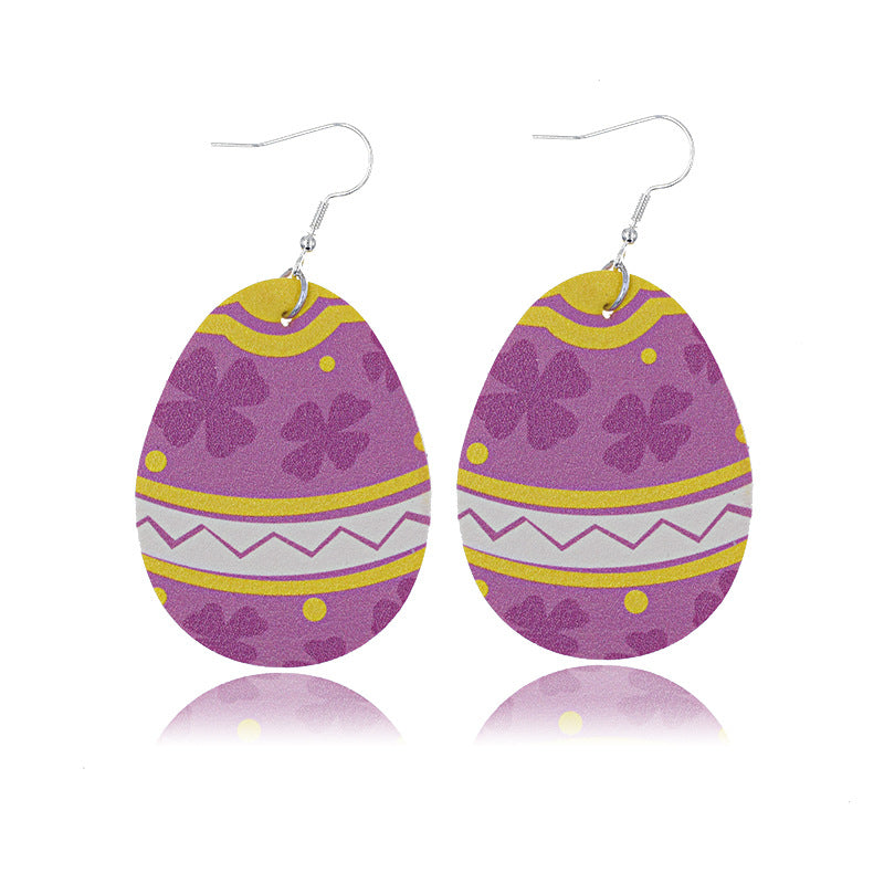 Wholesale Easter Leather Egg Rabbit Skin Earrings