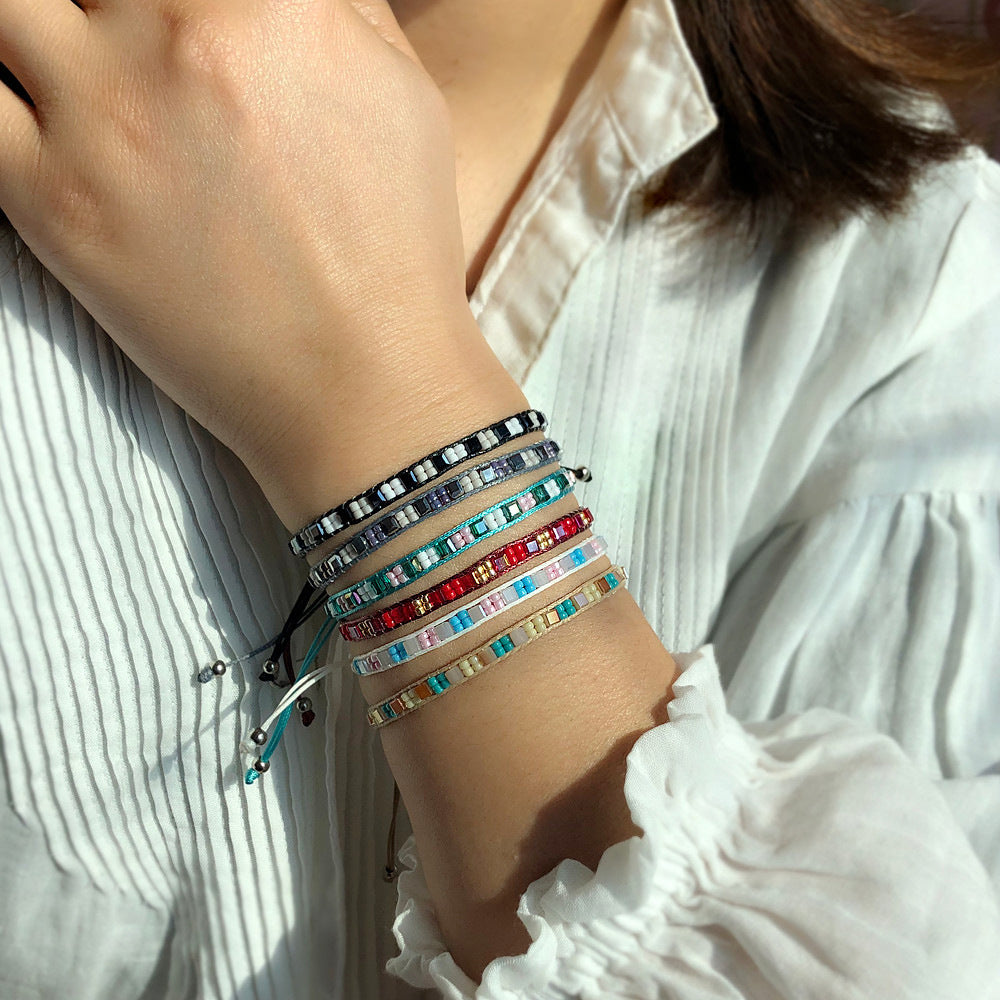 Wholesale Vintage Friendship Stretch Bracelet Handwoven Braided Rope Crystal Jewelry Accessory
