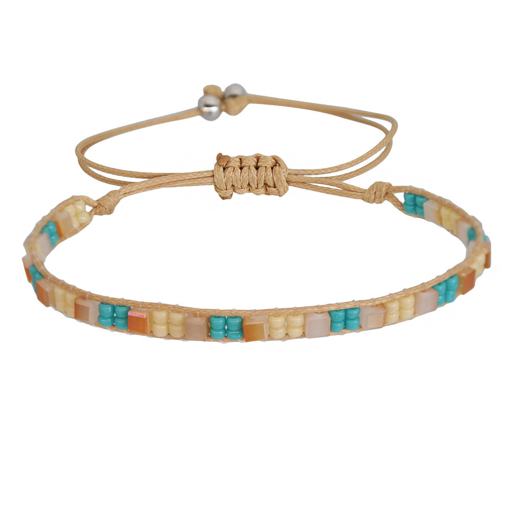 Wholesale Vintage Friendship Stretch Bracelet Handwoven Braided Rope Crystal Jewelry Accessory
