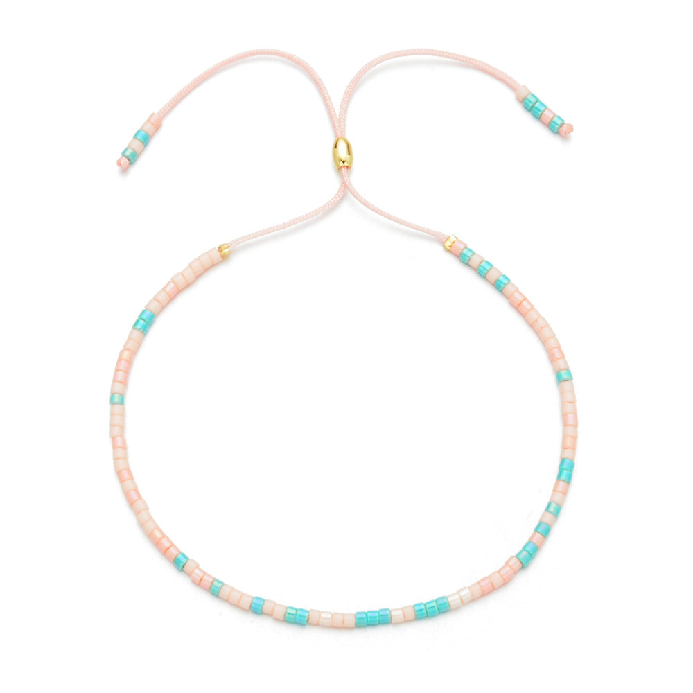 Wholesale Glass Bead Boho Bracelet,  Women' s Adjustable Sliding Beaded Jewelry,  Handmade Fashion Accessory