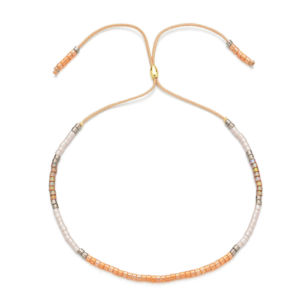 Wholesale Glass Bead Boho Bracelet,  Women' s Adjustable Sliding Beaded Jewelry,  Handmade Fashion Accessory
