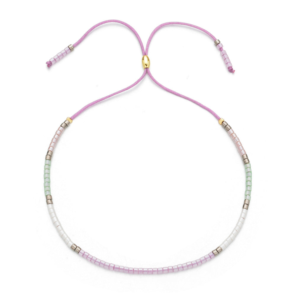 Wholesale Glass Bead Boho Bracelet,  Women' s Adjustable Sliding Beaded Jewelry,  Handmade Fashion Accessory
