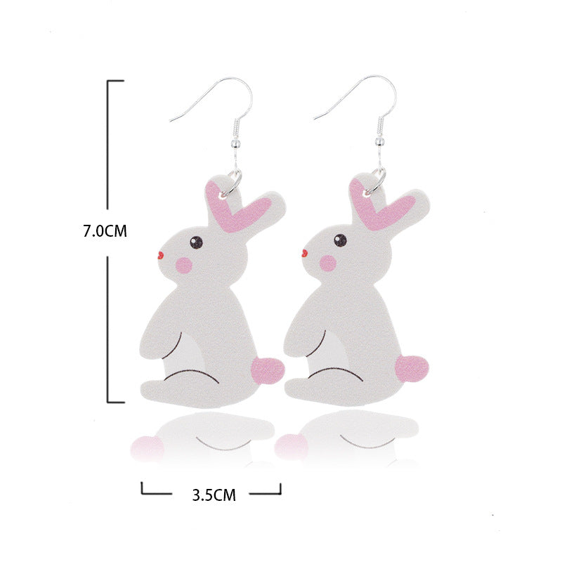 Wholesale Easter Leather Egg Rabbit Skin Earrings