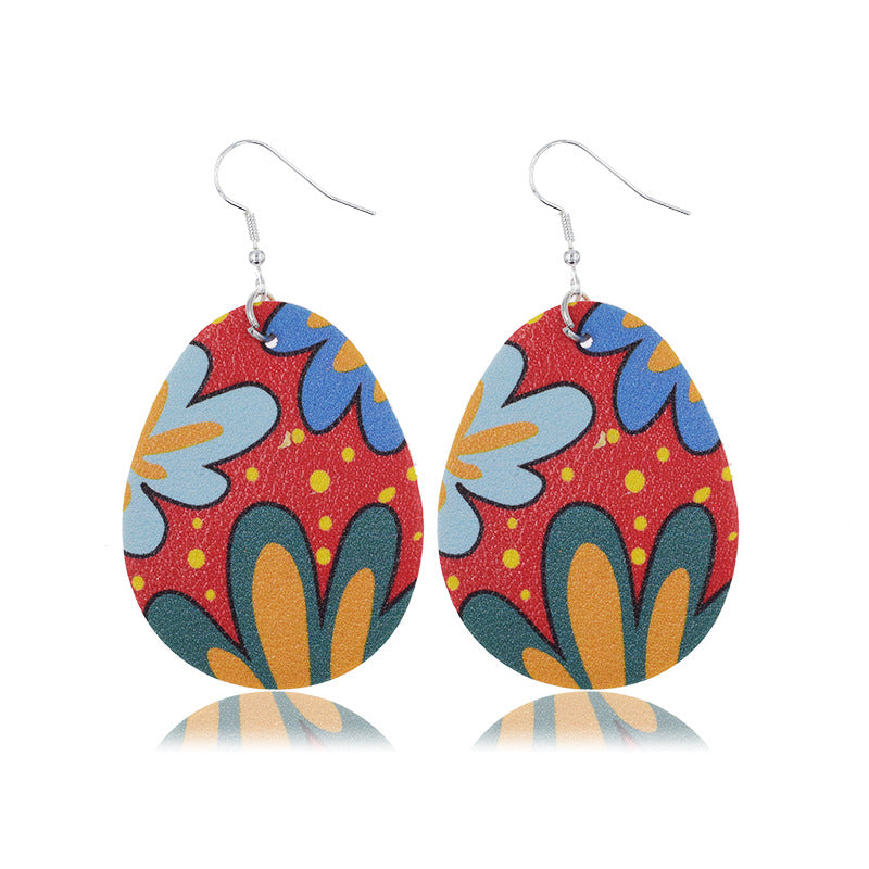 Wholesale Easter Leather Egg Rabbit Skin Earrings