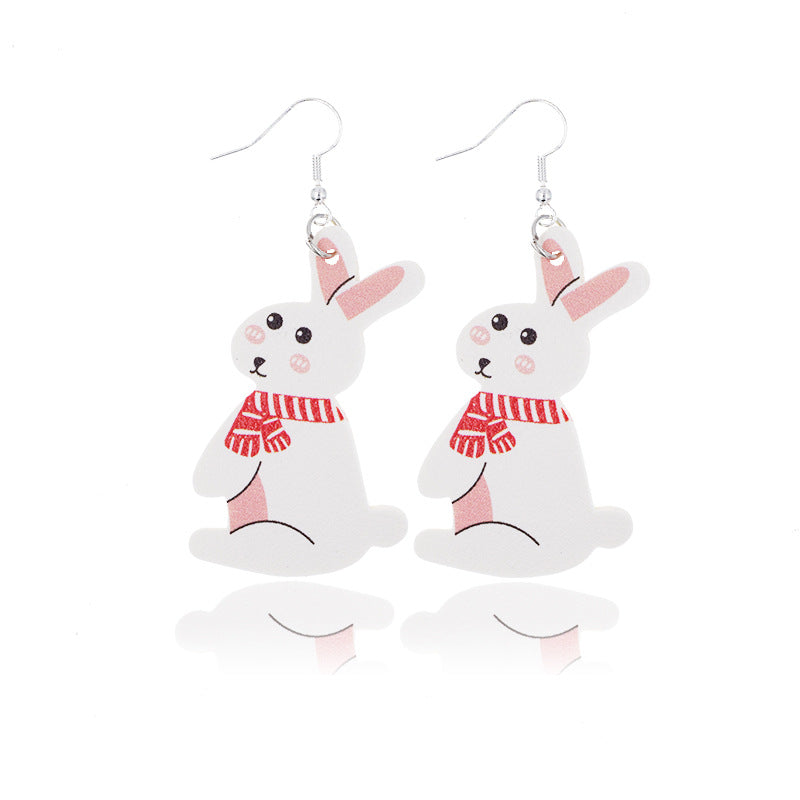 Wholesale Easter Leather Egg Rabbit Skin Earrings
