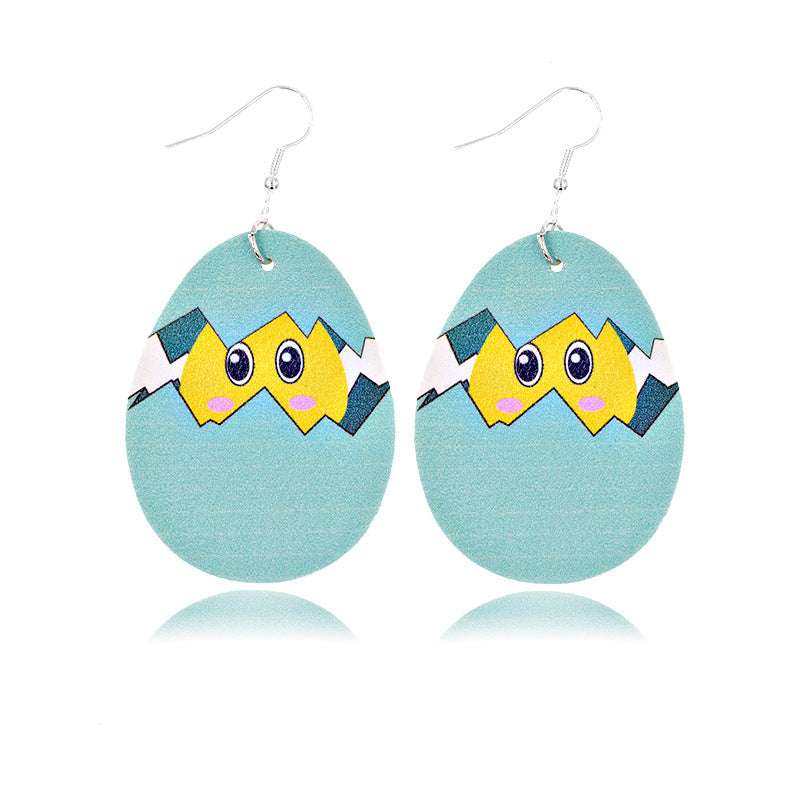 Wholesale Easter Leather Egg Rabbit Skin Earrings