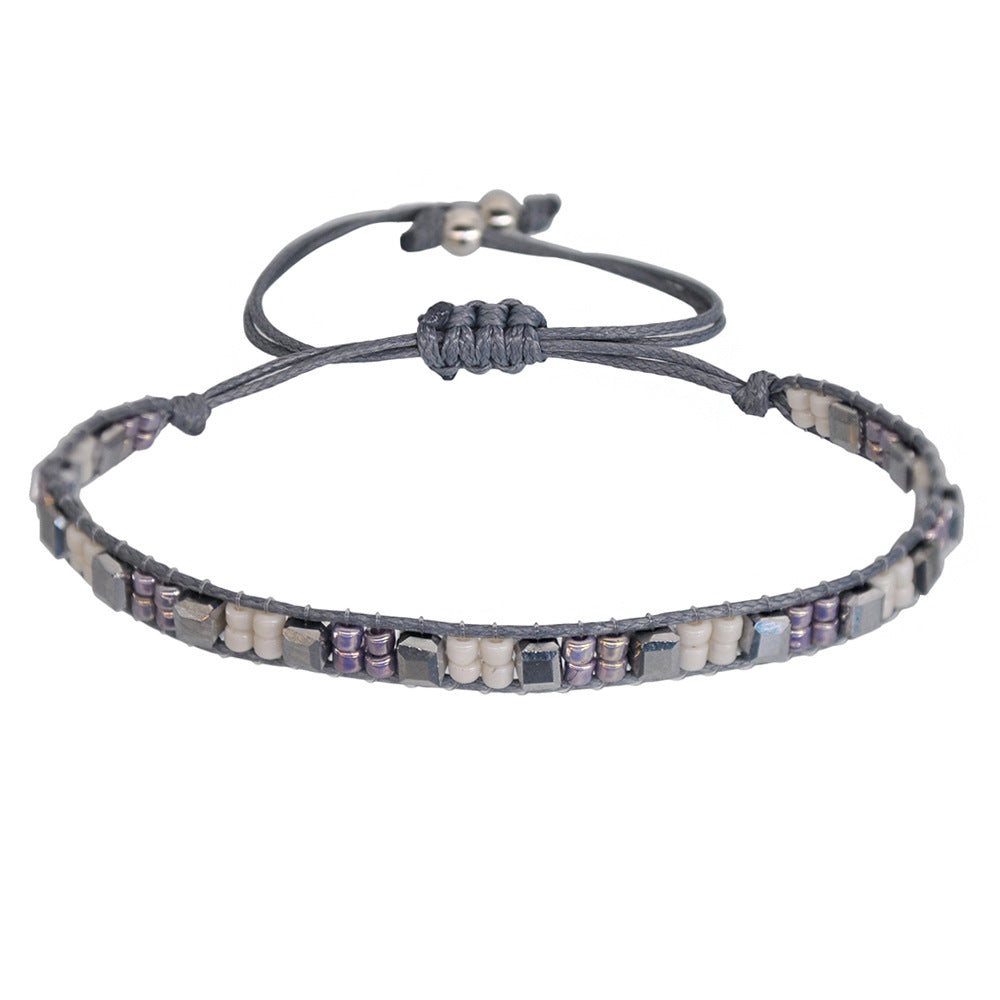 Wholesale Vintage Friendship Stretch Bracelet Handwoven Braided Rope Crystal Jewelry Accessory