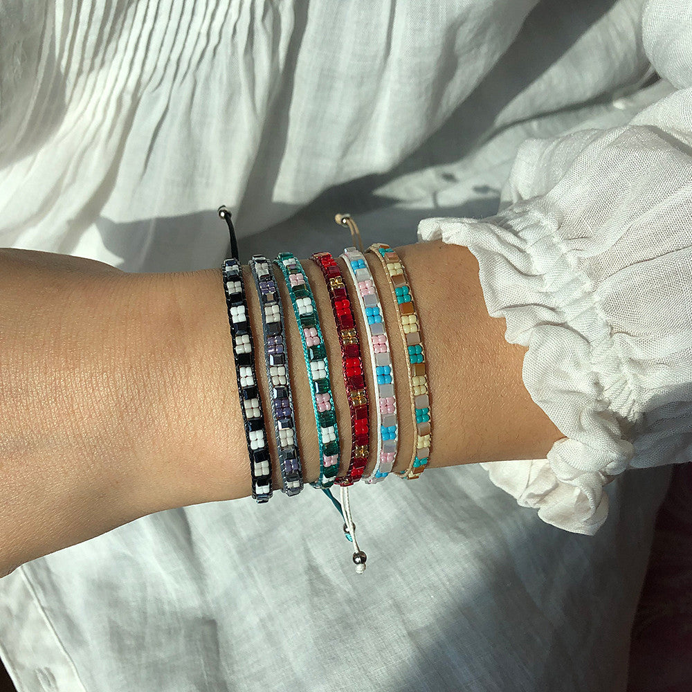Wholesale Vintage Friendship Stretch Bracelet Handwoven Braided Rope Crystal Jewelry Accessory