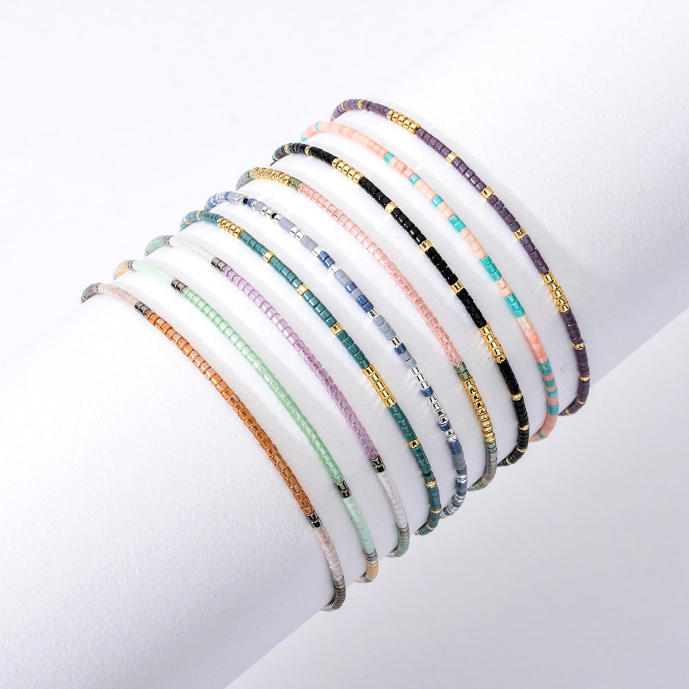Wholesale Glass Bead Boho Bracelet,  Women' s Adjustable Sliding Beaded Jewelry,  Handmade Fashion Accessory
