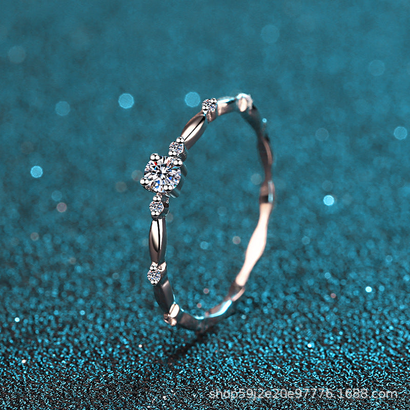 Wholesale Silver Moissanite Row Four-claw Ring