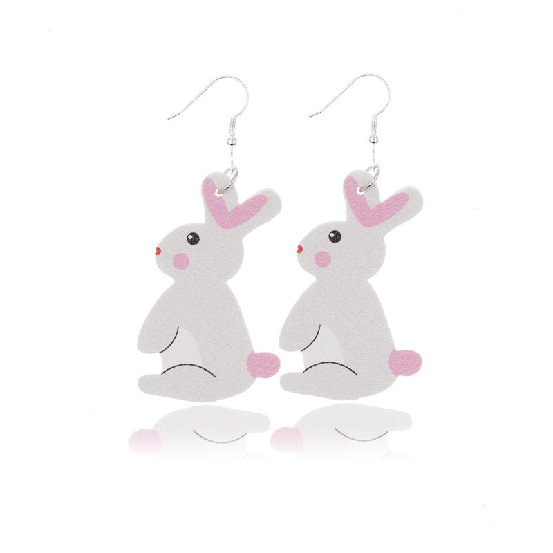 Wholesale Easter Leather Egg Rabbit Skin Earrings