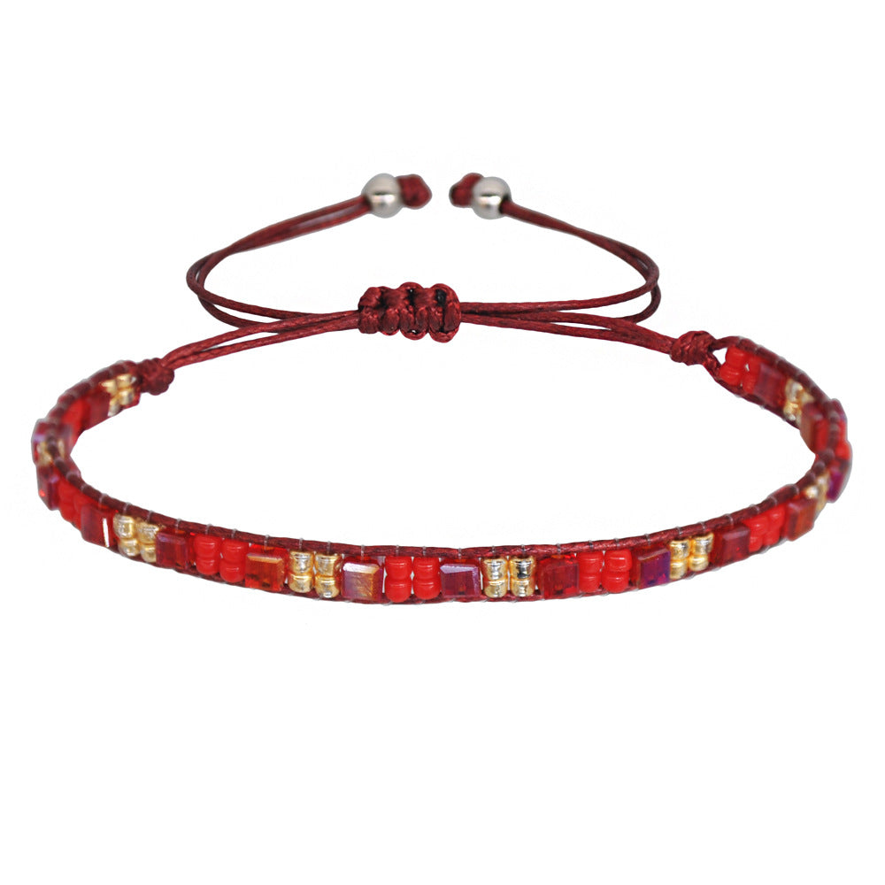 Wholesale Vintage Friendship Stretch Bracelet Handwoven Braided Rope Crystal Jewelry Accessory