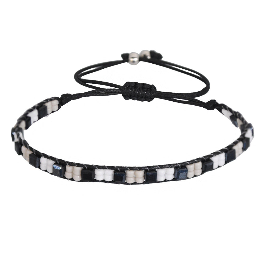 Wholesale Vintage Friendship Stretch Bracelet Handwoven Braided Rope Crystal Jewelry Accessory