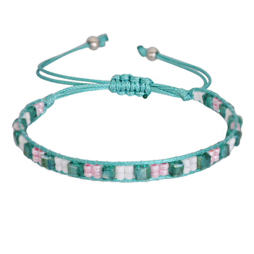 Wholesale Vintage Friendship Stretch Bracelet Handwoven Braided Rope Crystal Jewelry Accessory