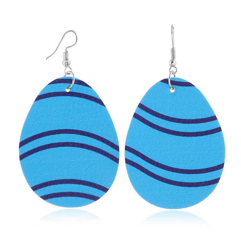 Wholesale easter leather egg-shaped earrings