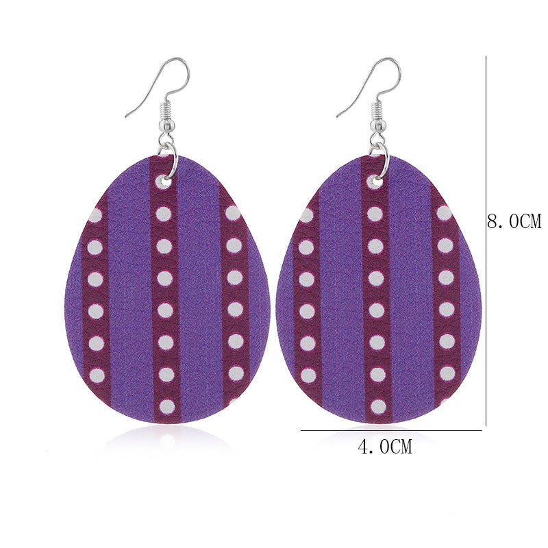 Wholesale easter leather egg-shaped earrings